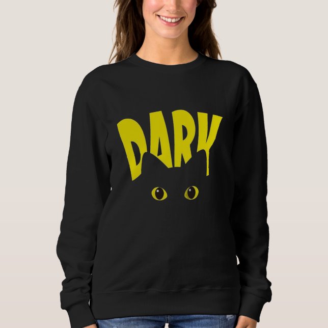 DARK Cat Eyes Gothic Sweatshirt | Schwarze Katze D (Vorderseite)