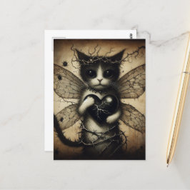 Dark Cat Fairy Postkarte