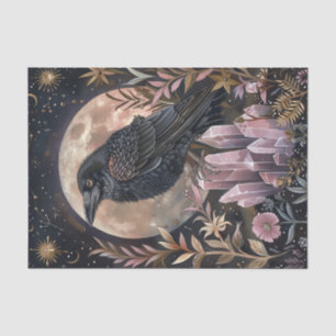 Dark Celestial Floral Raven & Crystals Decoupage Seidenpapier
