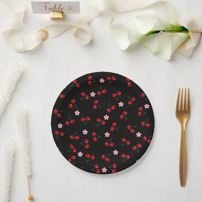 Dark Cherries Pappteller (Hochzeit)