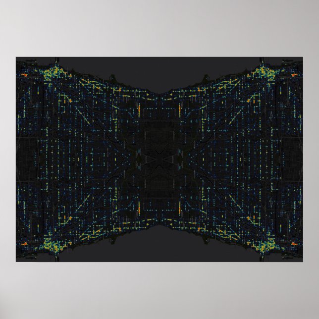 Dark Chicago Reflection Heatmap Poster (Vorne)