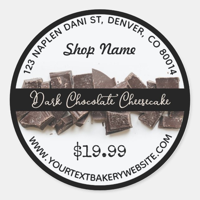 Dark Chocolate Cheesecake Bäckerei Round Sticker (Vorderseite)