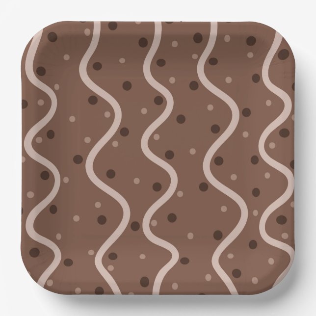 Dark Chocolate Drizzle and Sprinkles Pattern Pappteller (Vorderseite)