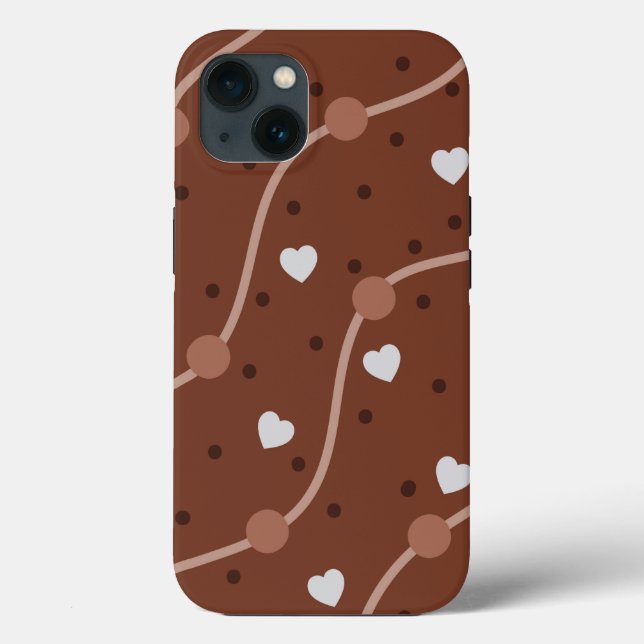 Dark Chocolate Heart Speckled Pattern Case-Mate iPhone Hülle (Rückseite)