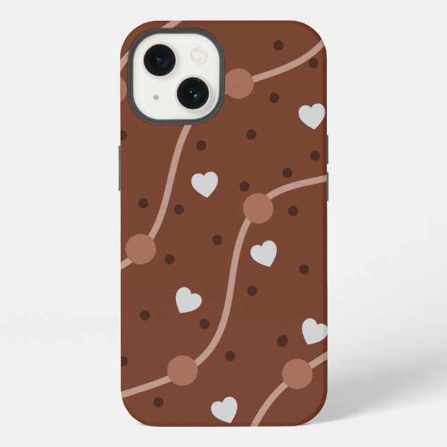 Dark Chocolate Heart Speckled Pattern iPhone Hülle (Rückseite)