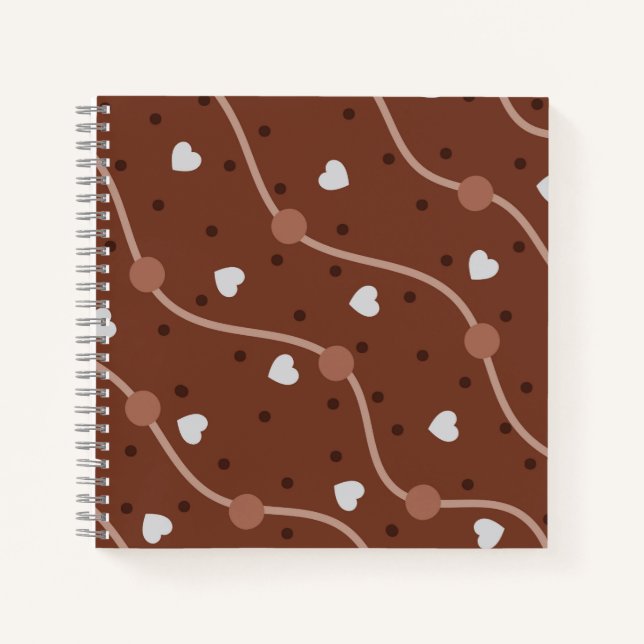 Dark Chocolate Heart Speckled Pattern Notizbuch (Vorderseite)