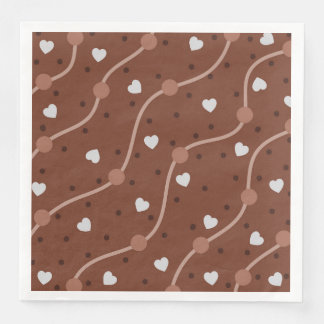 Dark Chocolate Heart Speckled Pattern Serviette