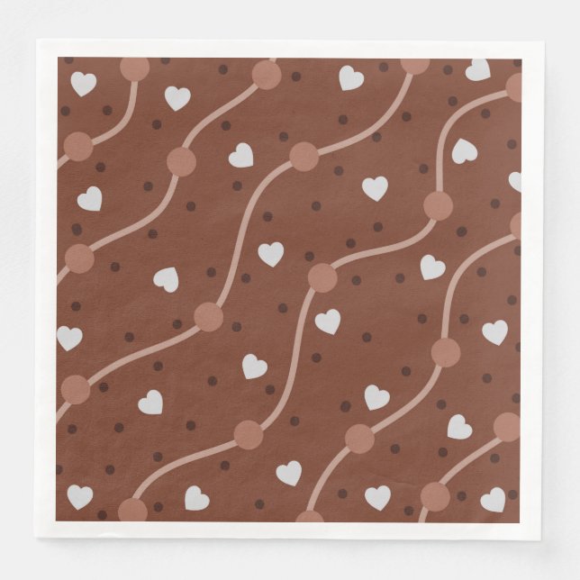 Dark Chocolate Heart Speckled Pattern Serviette (Vorderseite)