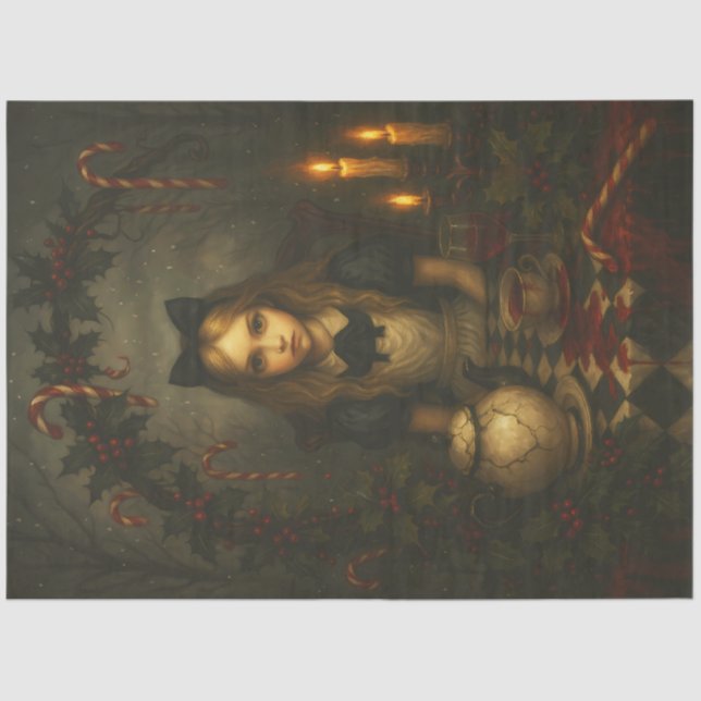 Dark Christmas Tea Party | Gothic Alice Holiday  Seidenpapier (Vorderseite)
