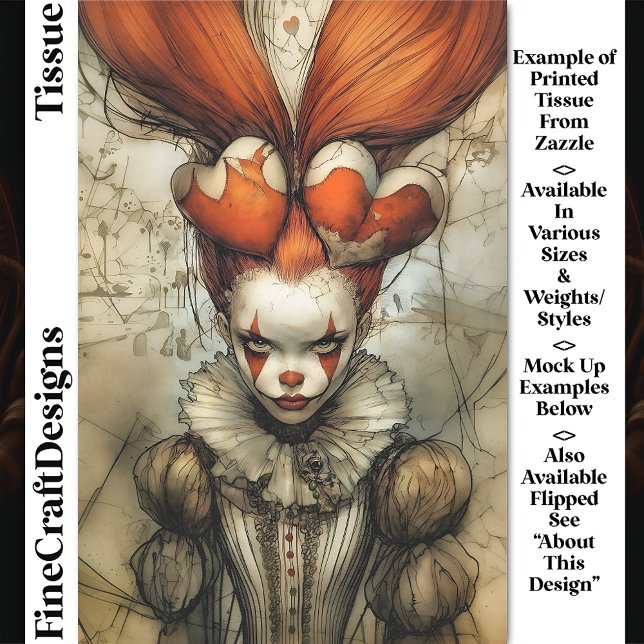 Dark Circus Queen Hearts Harlequin DZ2R Decoupage Seidenpapier (Von Creator hochgeladen)