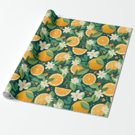 Dark Citrus Grove Floral Gift Geschenkpapier