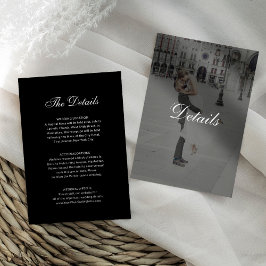 Dark Classic Photo Overlay | Black Wedding Details Begleitkarte