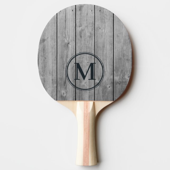 Dark Clean Gray Wood Monogram Tischtennis Schläger (Rückseite)