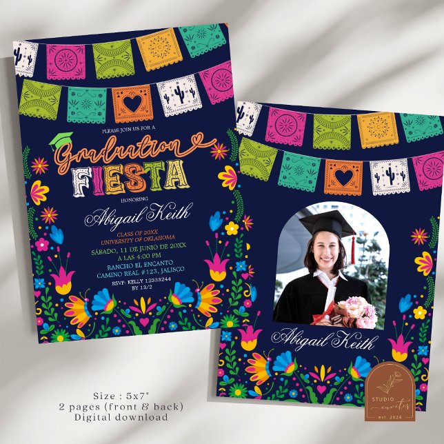 Dark Colorful Talavera Mexican Graduation Fiesta I Einladung (Von Creator hochgeladen)