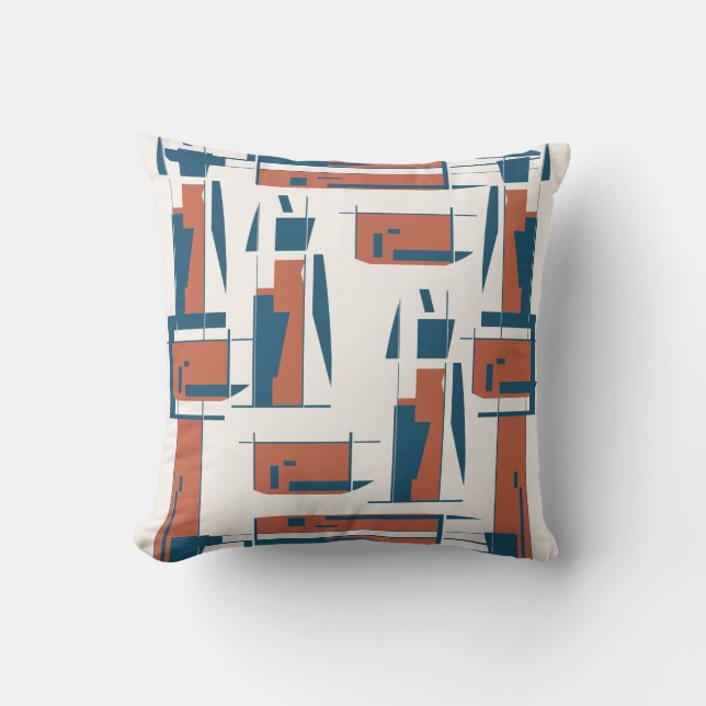 Dark Coral Turquoise Vertikal Abstrakt Dancer Look Kissen (Vorderseite)