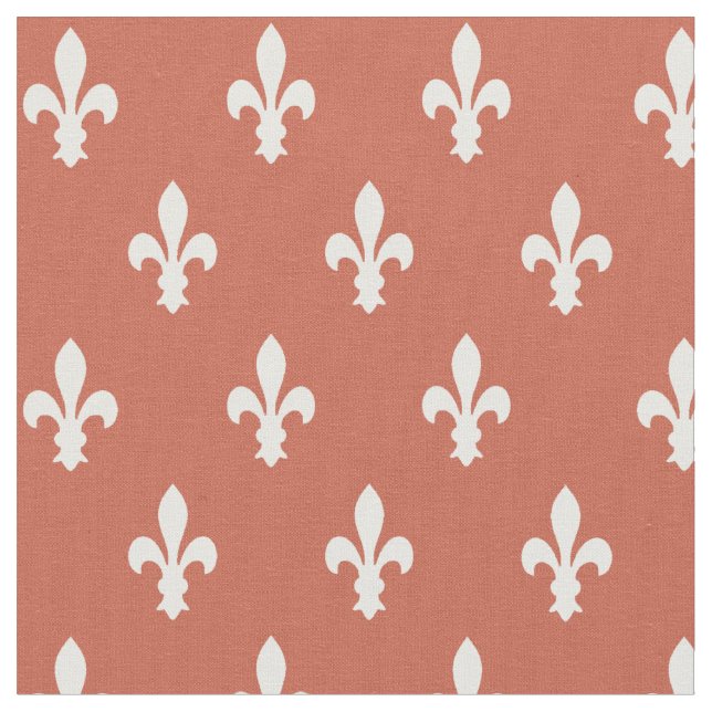 Dark Coral Viktorianisch Fleur de Lys Fabric Stoff (Nahaufnahme)