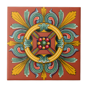 Dark Coral Viktorianisch Tile Design Fliese