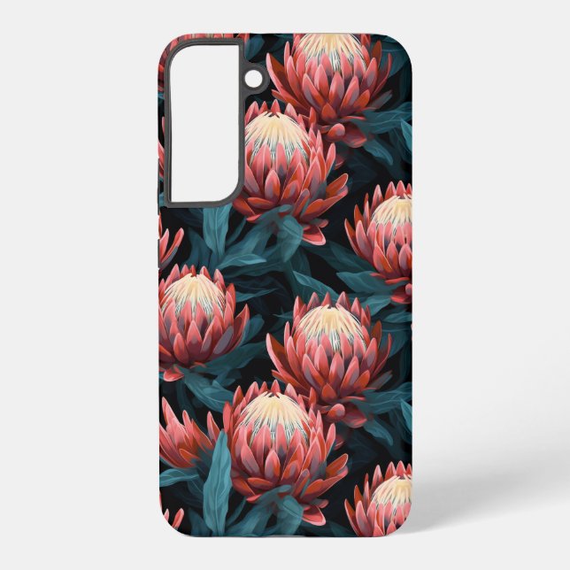 Dark CorBold Protea Blumenstrauß Samsung Galaxy Hülle (Rückseite)