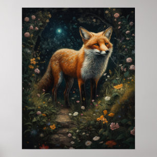 Dark Cotattcore Red Fox Art Print Poster