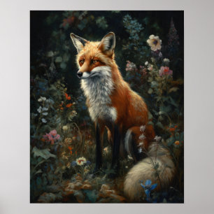 Dark Cotattcore Red Fox Art Print Poster