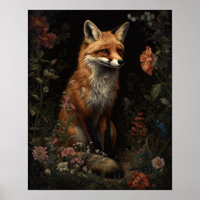 Dark Cotattcore Red Fox Art Print Poster (Vorne)