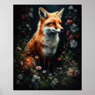 Dark Cotattcore Red Fox Art Print Poster