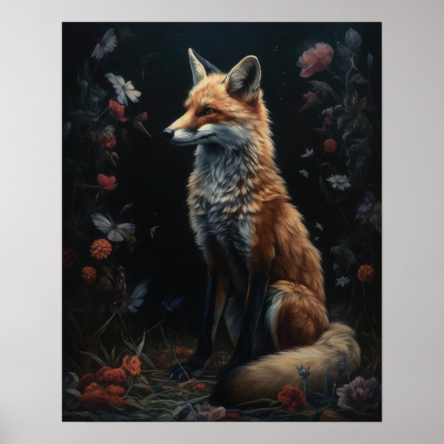 Dark Cotattcore Red Fox Art Print Poster (Vorne)