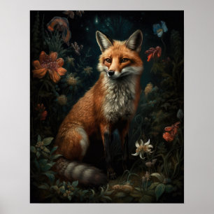 Dark Cotattcore Red Fox Art Print Poster