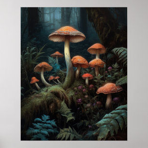 Dark Cotattecore Mushroom Art Print Poster