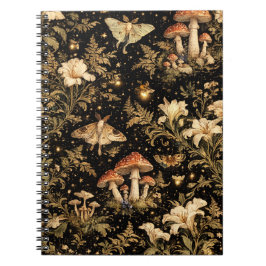 Dark Cottagecore Botanical Pattern Fabric - Vintag Notizblock