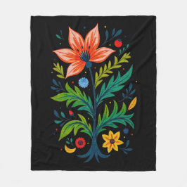 Dark Cottagecore Moody Boho Folk Art Floral Tree Fleecedecke