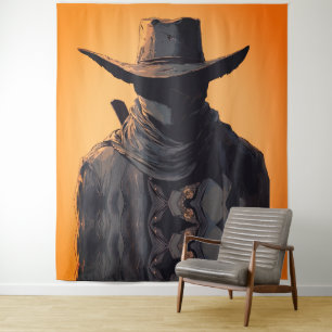 Dark Cowboy Outlaw Wall Art Print Wandteppich