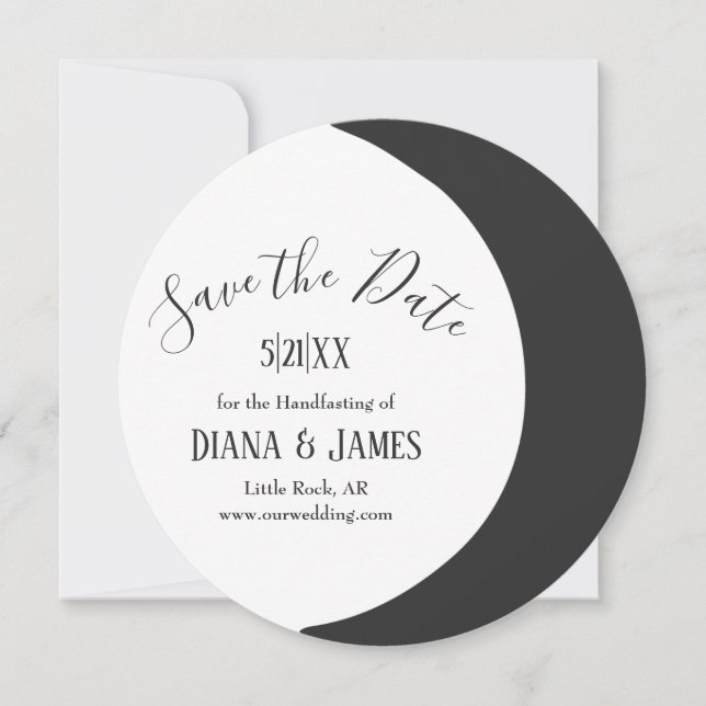 Dark Crescent Moon Wicca Handfasting Save the Date (Vorderseite)