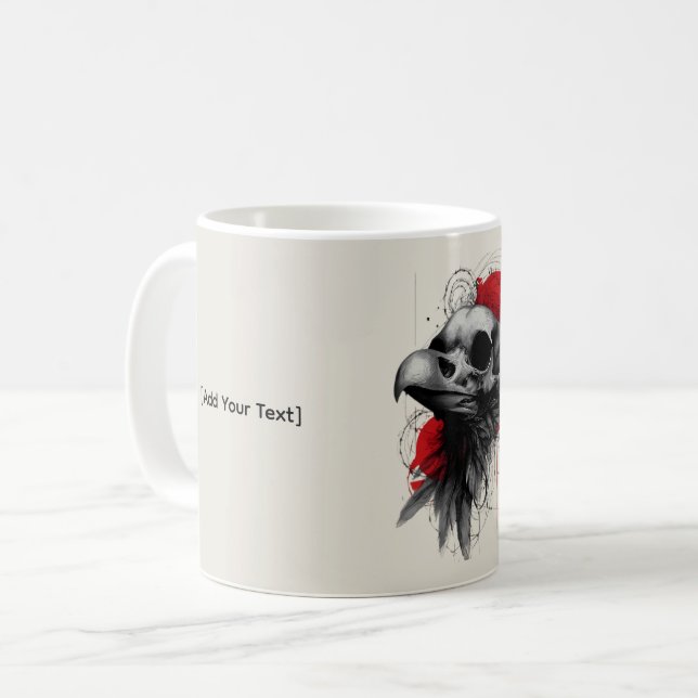 Dark Crow Skull Gothic Grunge Art Mug Kaffeetasse (Vorderseite Links)