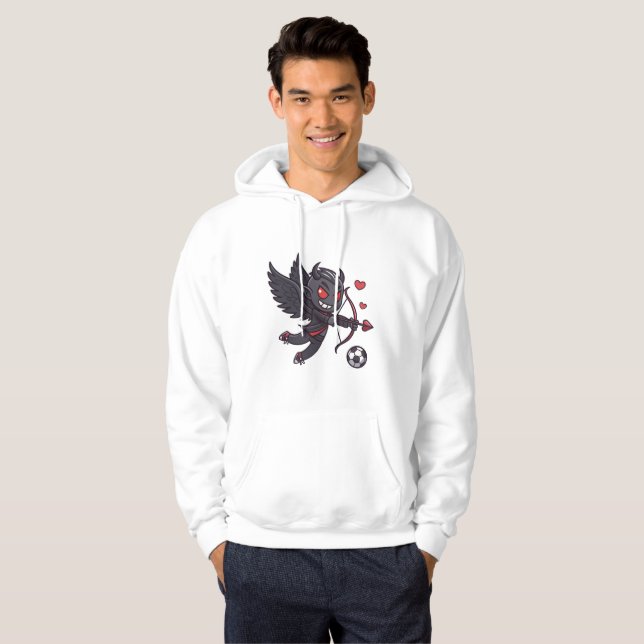 Dark Cupid Soccer Player - Anti-Valentine's Day Hoodie (Vorne ganz)