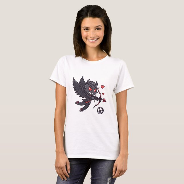 Dark Cupid Soccer Player - Anti-Valentine's Day T-Shirt (Vorne ganz)