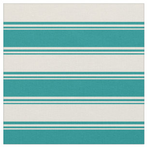 Dark Cyan & Beige farbige Linienmuster Stoff