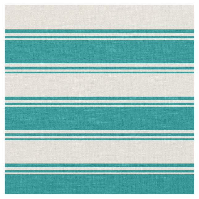Dark Cyan & Beige farbige Linienmuster Stoff (Nahaufnahme)