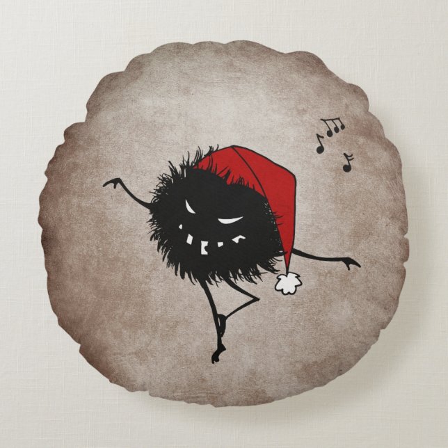 Dark Dancing Evil Christmas Bug Rundes Kissen (Vorderseite)