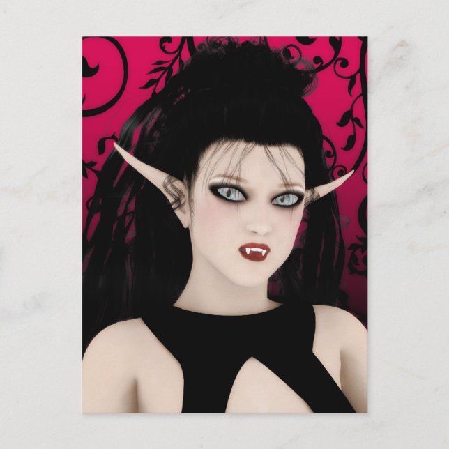Dark Diva Gothic Vampire Kunst, Dichtung und Musik Postkarte (Vorderseite)