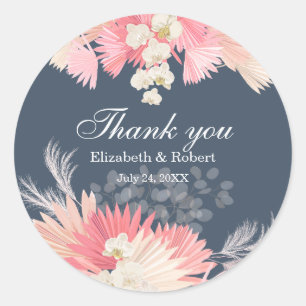 Dark Dusty Blue Orchid Wedding Danke Sticker