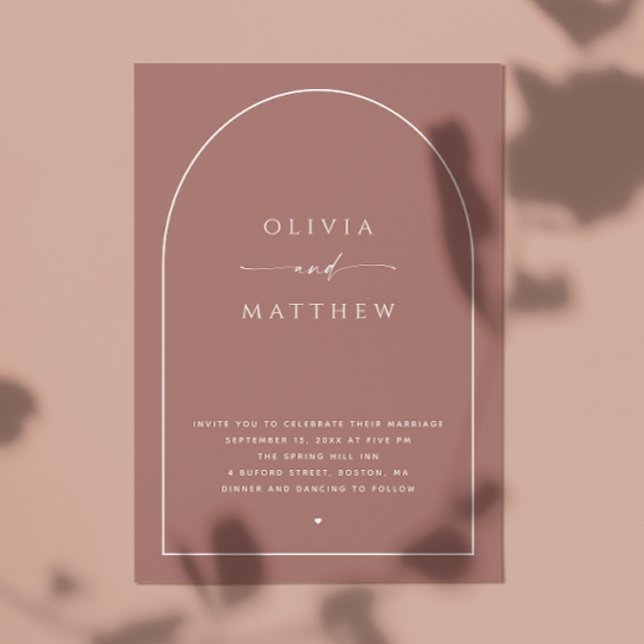 Dark Dusty Rose Arch Wedding | Romantisches Foto + Einladung (Von Creator hochgeladen)