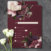 Dark Elegant Burgundy & Cream Floral Dinner