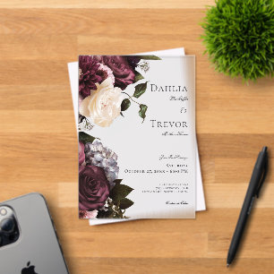 Dark Elegant Burgundy & Cream Floral Wedding Acryleinladungen