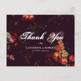 Dark Elegant Burgundy Moody Floral Postkarte