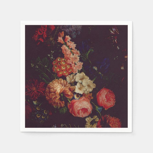 Dark Elegant Burgundy Moody Floral Serviette (Vorderseite)