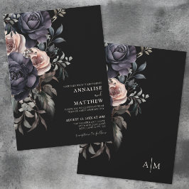 Dark Elegant Floral Wedding Einladung