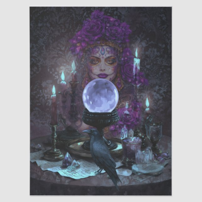 Dark Elegant Romantic Gothic Tarot Reader Seidenpapier (Vorderseite)