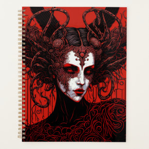 Dark Elf Demon Red Black Fantasy Art Planer