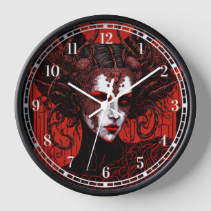 Dark Elf Demon Red Black Fantasy Art Uhr
